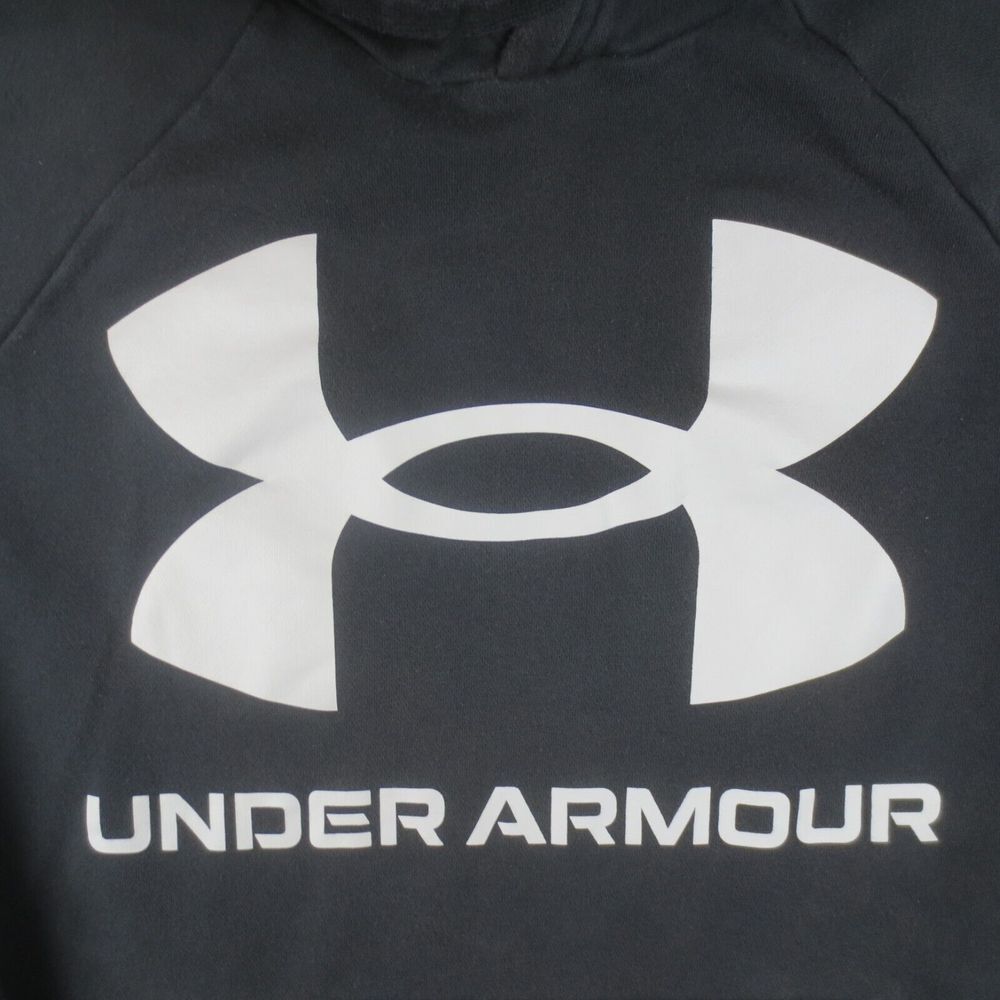 Under Armour Rival Fleece Hoodie Mens Med Black Loose Fit Logo Pullover Outdoors